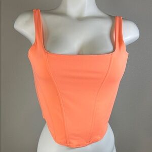 ReoRia Bright Orange / Coral Bustier Crop Tank Top MEDIUM